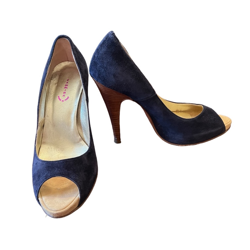 Cammina Blue Suede Open Toe Pumps Size 36